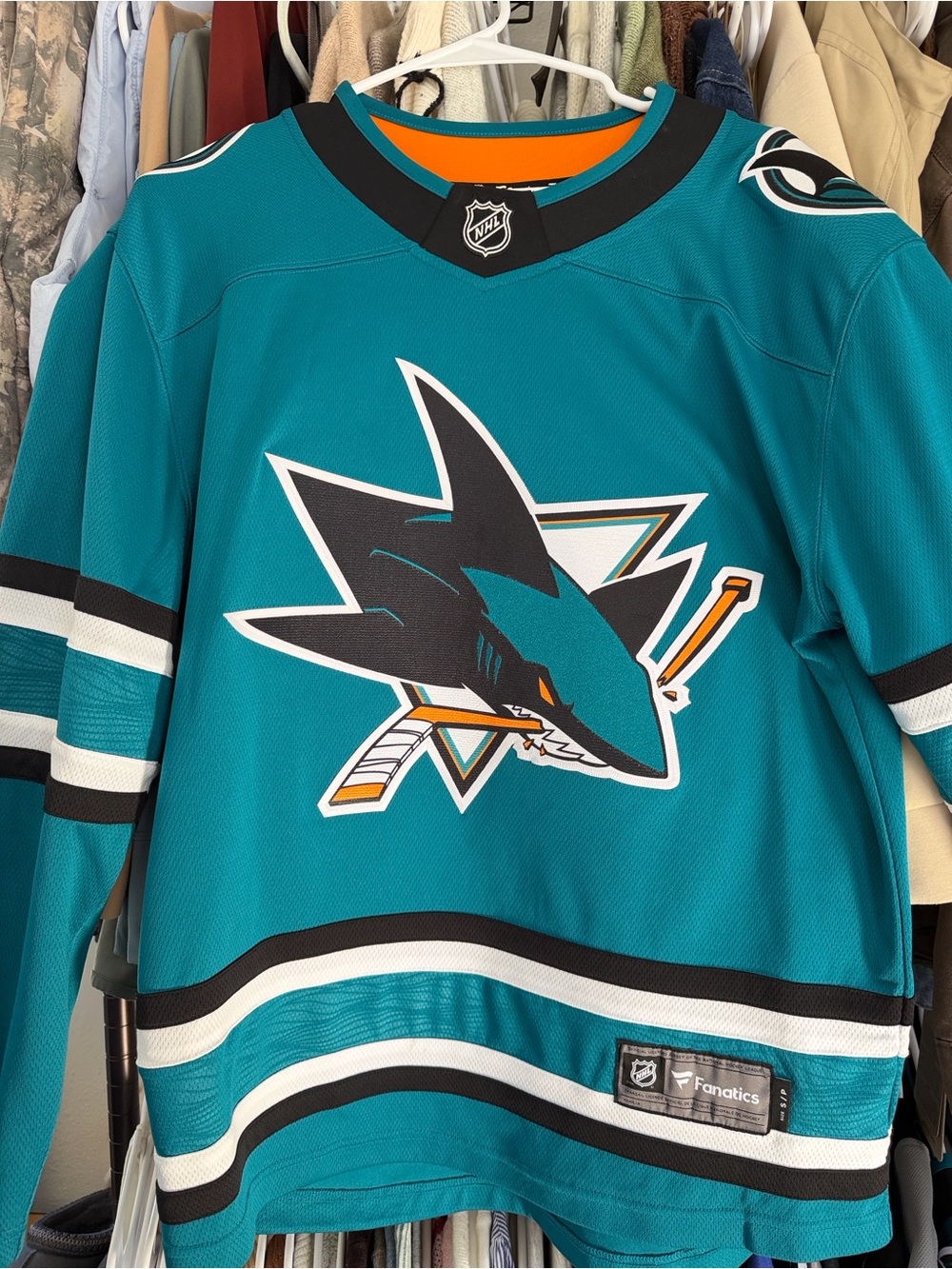 Fanatics San Jose Sharks Teal and Black Hockey Jersey